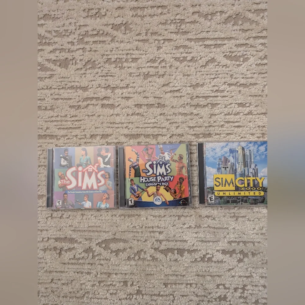 Bundle of 3 The Sims, House Party Expansion Pack,Sim City 3000 Unlimited